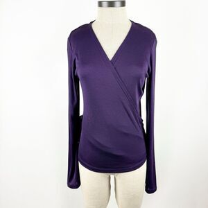 Vintage Spiegel Wrap Blouse Womans Medium Purple Silk Long Sleeve Top